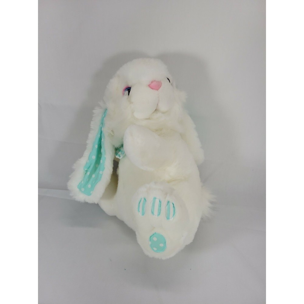 Dan Dee Hoppy Easter Bunny Rabbit white with green ears feet‎ Plush Toy 14"